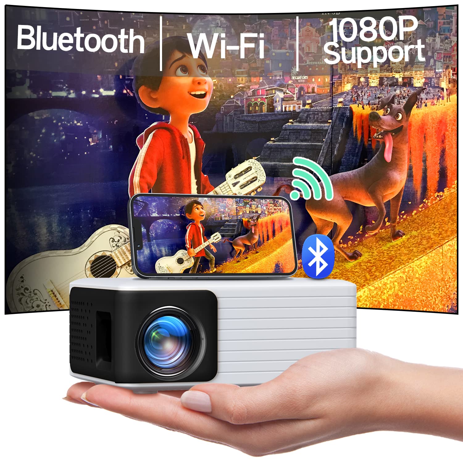 YOTON ini Beaer, WiFi Bluetooth Projektor Full HD 1080P Unterstützt YOTON ini Beaer, WiFi Bluetooth Projektor Full HD 1080P Unterstützt